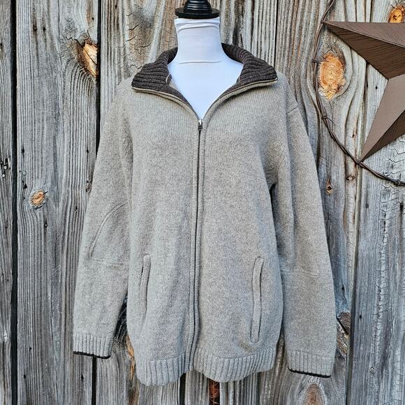 Patagonia Wool Zip Front Sweater Size M Tan Brown Knit Cardigan Pockets Medium - Picture 3 of 11
